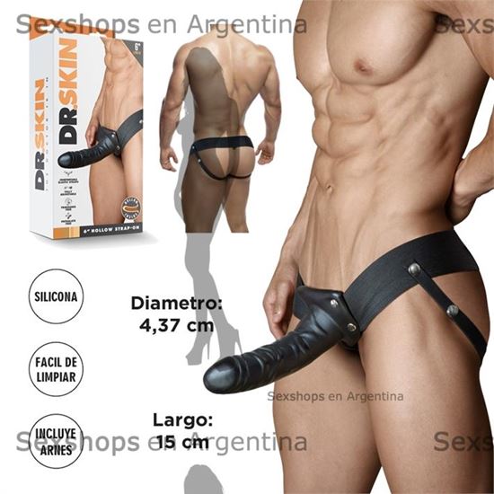 Protesis negra con suave textura de 15 centimetros con arnes